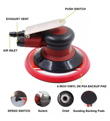 Самовакуумные 150-мм воздушные шлифовальные инструменты для рисования